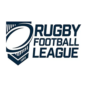Rugby Football League logo with stylized rugby ball and text.