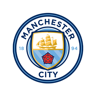 Manchester City football club emblem with a ship, red rose, and blue shield from 1894.
